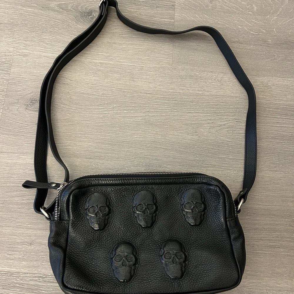 Black Skull Embossed Crossbody Bag